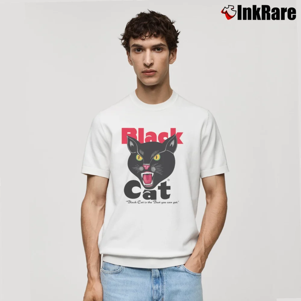 Men’s Black Cat Fireworks Classic T-Shirt in white | Soft, Breathable Everyday Wear