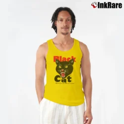 Men’s Black Cat Fireworks Tank Top in yellow | Breathable, Active-Friendly Design