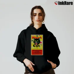Women’s Black Cat Fireworks Vintage Funny Graphic Cozy Hoodie in black | Warm, Structured, Stylish