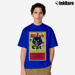 Men’s Black Cat Fireworks Vintage Funny Graphic Classic T-Shirt in royal blue | Soft, Breathable Everyday Wear