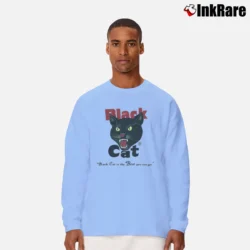 Men’s Black Cat Fireworks Vintage Graphic Long-Sleeve Shirt in light blue | Sleek, Lightweight, Year-Round Wear