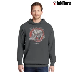 Men’s Black Cat Lounge Custom Graphic Band Style Pullover Hoodie in charcoal | Cozy, Durable, Modern Fit