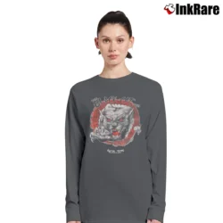 Women’s Black Cat Lounge Custom Graphic Band Style Long-Sleeve Top in charcoal | Sleek, Versatile, All-Season