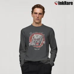 Men’s Black Cat Lounge Custom Graphic Band Style Long-Sleeve Shirt in charcoal | Sleek, Lightweight, Year-Round Wear