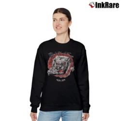 Women’s Black Cat Lounge Custom Graphic Band Style Relaxed Sweatshirt in black | Soft, Laid-Back Vibe