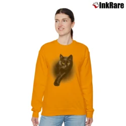Women’s Black Cat Yellow Eyes Cats Relaxed Sweatshirt in orange | Soft, Laid-Back Vibe