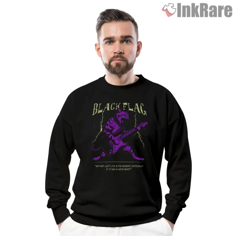 Black Flag Cat Yeah Neon Tiger Shirt on graphic shirt for men graphic tee