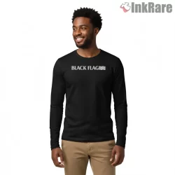 Black Flag Classic Bars Night Strip Shirt on black long sleeve shirt for men graphic tee