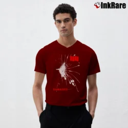Men’s Black Flag Damaged Classic Punk V-Neck Tee in maroon | Sharp, Breathable, Everyday Staple