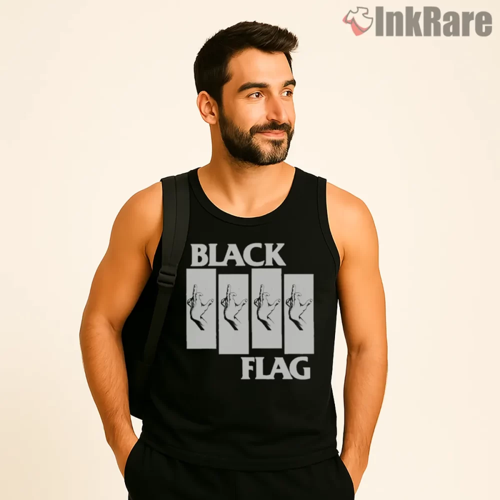 Black Flag Dancing Bars Motion Shirt on black tank top for men graphic tee