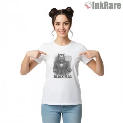 Black Flag Devil Get Away Illustration Shirt on white short sleeve shirt for women graphic tee