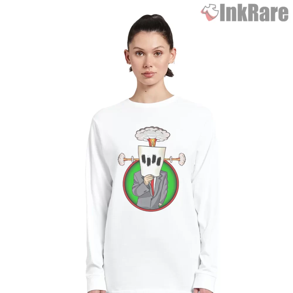 Black Flag Exploding Head Surprise Shirt on white long sleeve shirt for women graphic tee