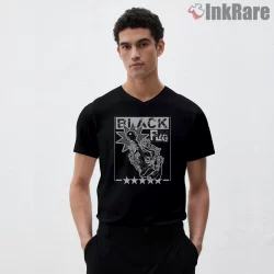 Black Flag Explosive Guitar Art Shirt on black v-neck shirt for men graphic tee