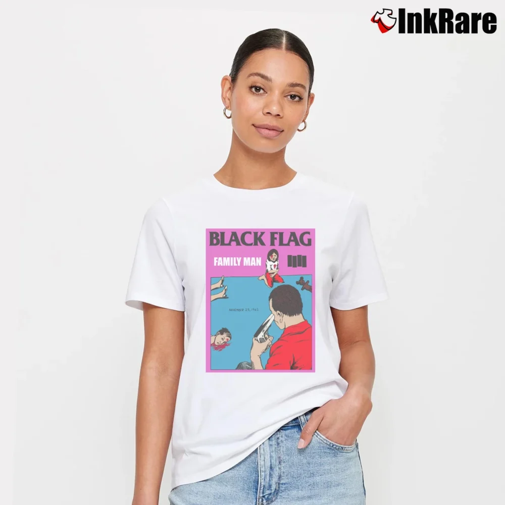 Women’s Black Flag Family Man Punk Signature T-Shirt in white | Soft, Flattering Fit