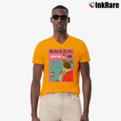 Men’s Black Flag Family Man Punk V-Neck Tee in orange | Sharp, Breathable, Everyday Staple