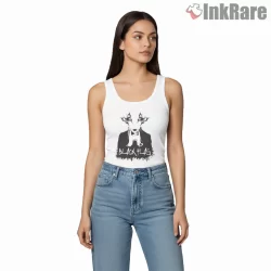 Black Flag Floral Horns Shadow Figure Shirt on white tank top for women graphic tee
