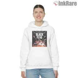 Black Flag Guitars And Flames Rock Art Shirt on white hoodie for women graphic tee