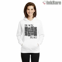 Black Flag Ink Scratch Bars Illustration Shirt on white hoodie for women graphic tee