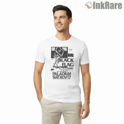 Black Flag Moon Flag Ramones Minutemen Flyer Shirt on white short sleeve shirt for men graphic tee