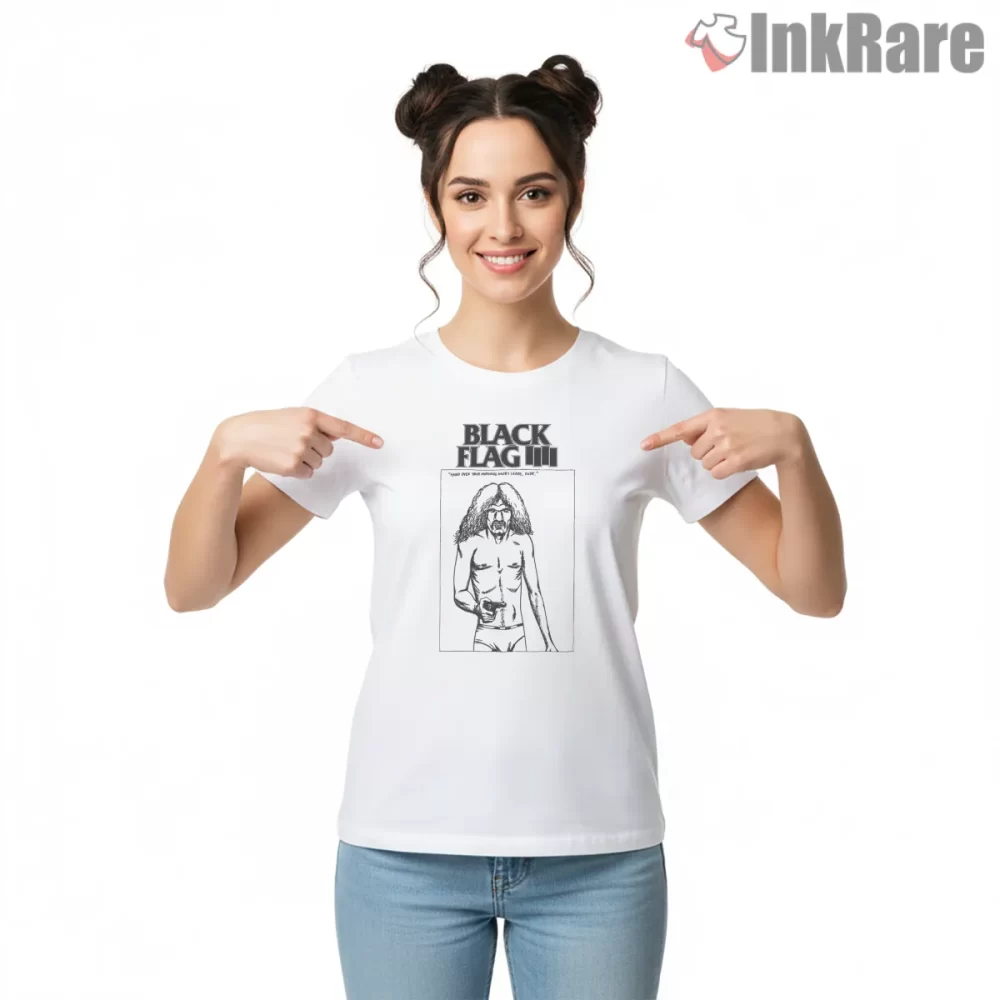 Black Flag Morning Glory Seed Dude Shirt on white short sleeve shirt for women graphic tee