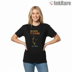 Black Flag My Rules Graphic Shirt on black short sleeve shirt for women graphic tee