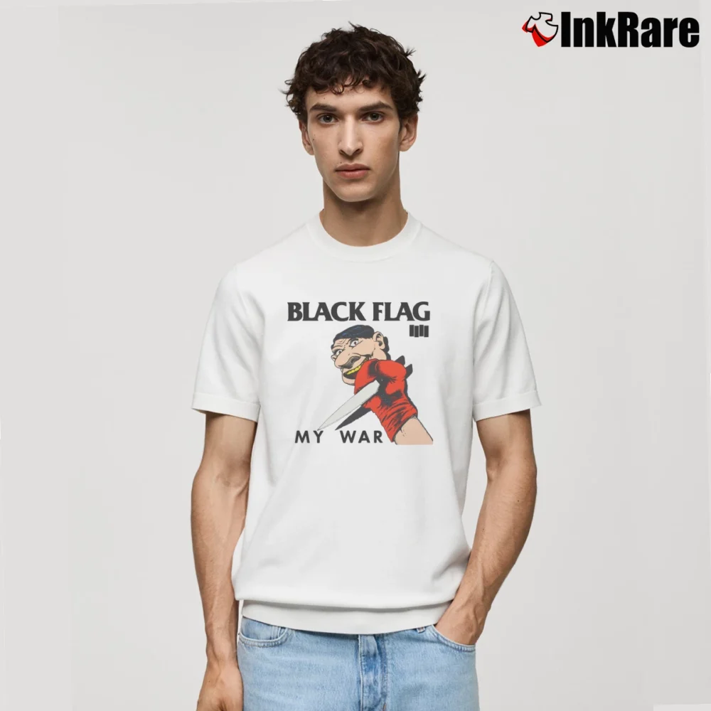 Men’s Black Flag My War Punk Rock Classic T-Shirt in white | Soft, Breathable Everyday Wear