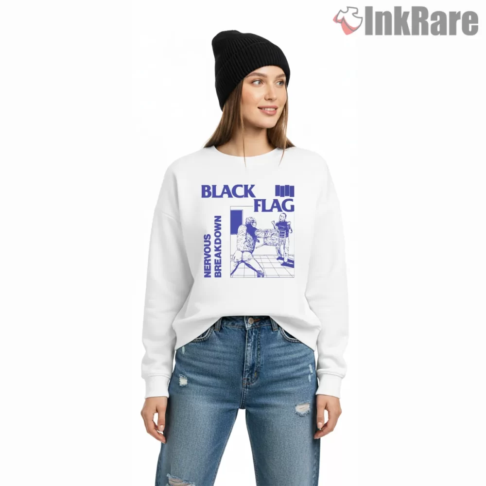 Black Flag Nervous Breakdown Blue Poster Shirt on graphic shirt for women graphic tee
