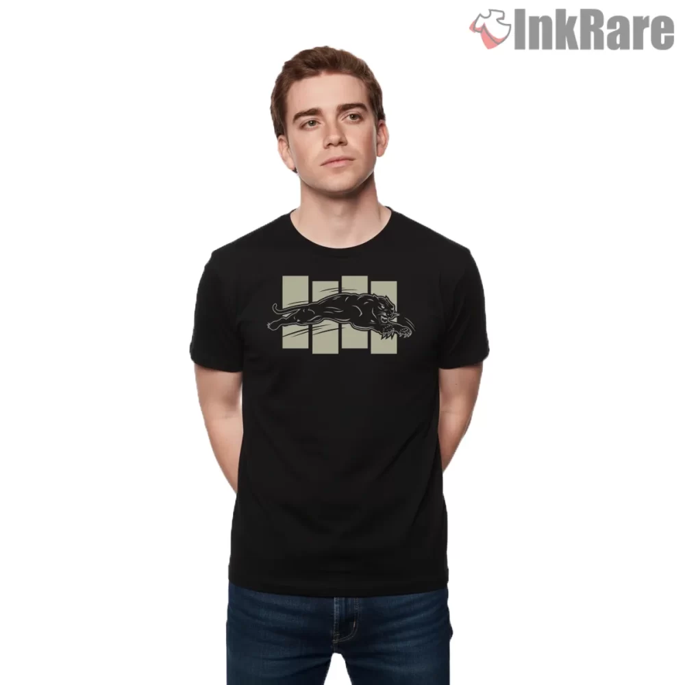 Black Flag Panther Bars Logo Shirt on black short sleeve shirt for men graphic tee