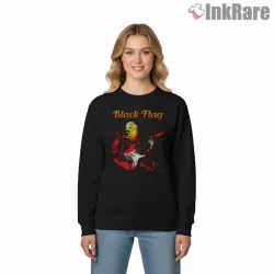 Black Flag Psychedelic Guitar Fire Shirt on graphic shirt for women graphic tee