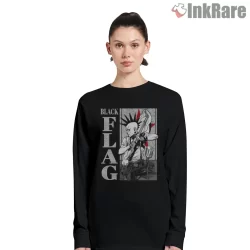 Black Flag Punk Illustration Gig Poster Shirt on black long sleeve shirt for women graphic tee