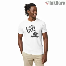Black Flag Punk Rock Stage Silhouette Shirt on white short sleeve shirt for men graphic tee