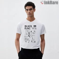 Black Flag Redd Kross Agent Orange Flyer Shirt on white v-neck shirt for men graphic tee