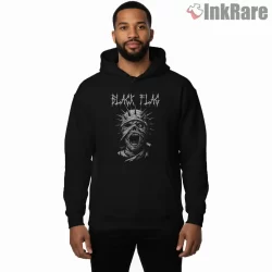 Black Flag Screaming Mummy Vintage Punk Shirt on black hoodie for men graphic tee