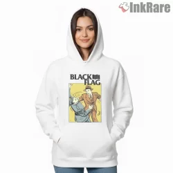 Black Flag Vintage Punch Comic Shirt on white hoodie for women graphic tee