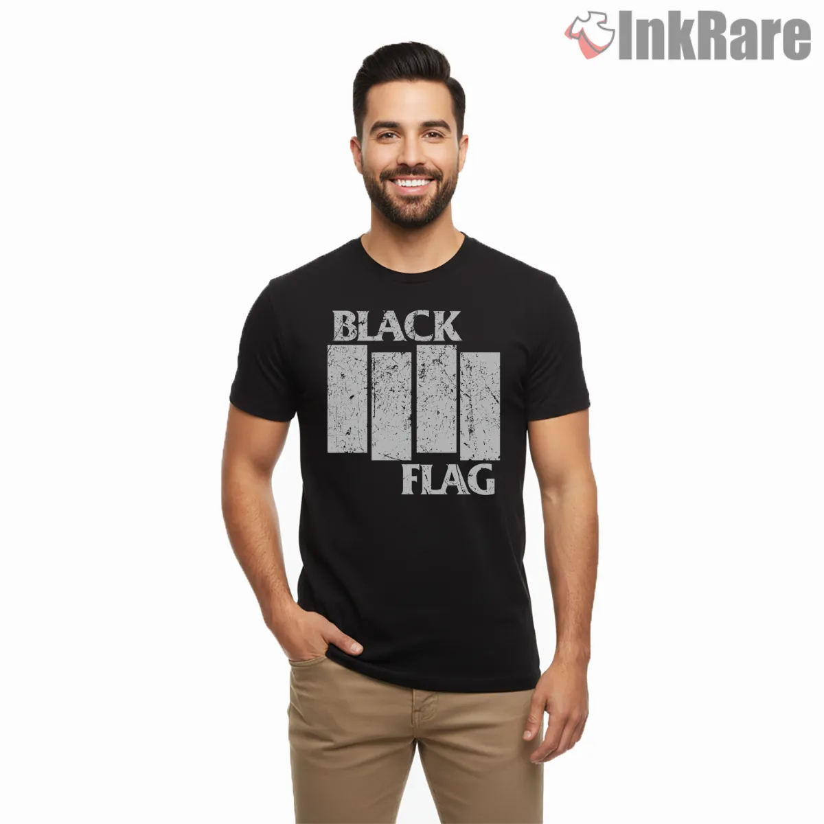 Black Flag White Concrete Bars Shirt on black short sleeve shirt for men graphic tee