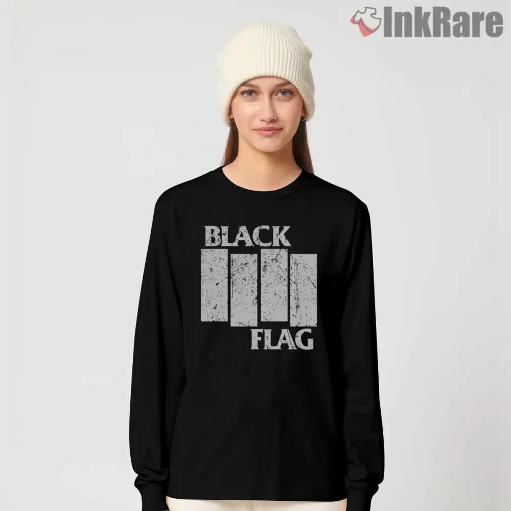 Black Flag White Concrete Bars Shirt on black long sleeve shirt for women graphic tee
