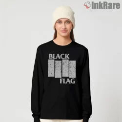 Black Flag White Concrete Bars Shirt on black long sleeve shirt for women graphic tee