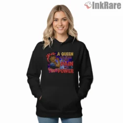 Black Girl Magic Queen Turn Pain Into Power Shirt on black hoodie for women graphic tee