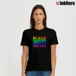 Women’s Black Lives Matter Rainbow Flag Signature T-Shirt in black | Soft, Flattering Fit