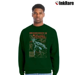 Men’s Black Panther Jungle Marvel Comic Crewneck Sweatshirt in forest green | Cozy Fabric, Clean Style