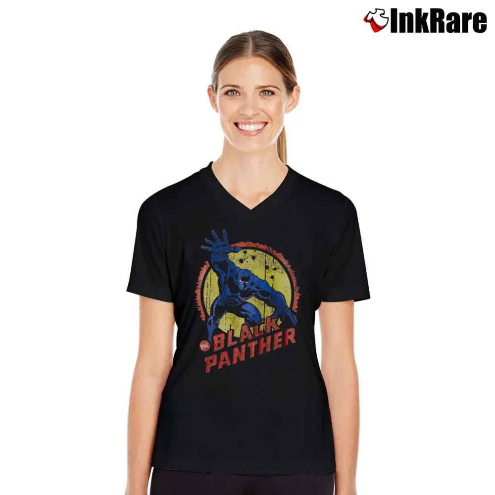 Women’s Black Panther Marvel Comic V-Neck Tee in black | Chic Neckline, Soft Texture