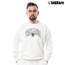 Men’s Black Panther Wakanda Marvel Crewneck Sweatshirt in white | Cozy Fabric, Clean Style