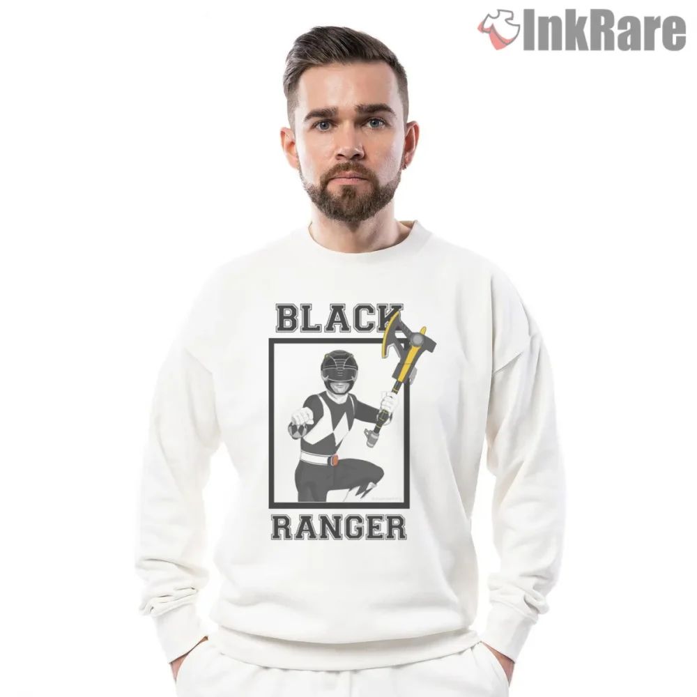 Black Ranger Zack Retro Hero Pose Shirt on graphic shirt for men graphic tee