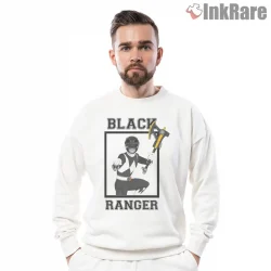 Black Ranger Zack Retro Hero Pose Shirt on graphic shirt for men graphic tee