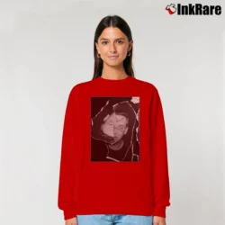 Women’s Blackbear Help Merch Store Graphic Relaxed Sweatshirt in red | Soft, Laid-Back Vibe
