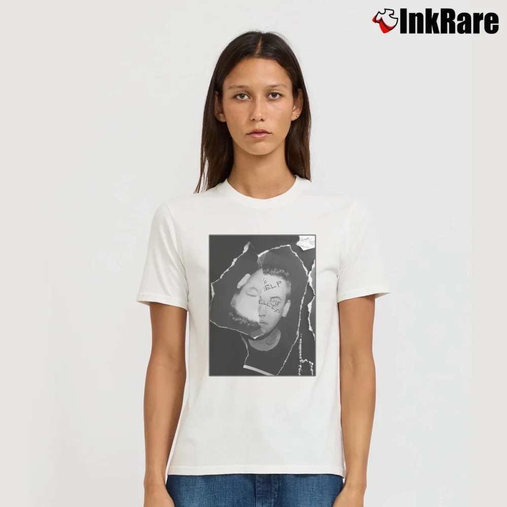Women’s Blackbear Help Merch Store Graphic Signature T-Shirt in white | Soft, Flattering Fit