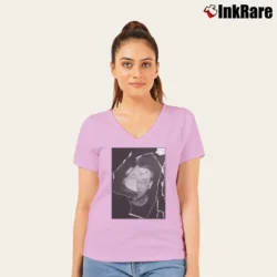 Women’s Blackbear Help Merch Store Graphic V-Neck Tee in light pink | Chic Neckline, Soft Texture