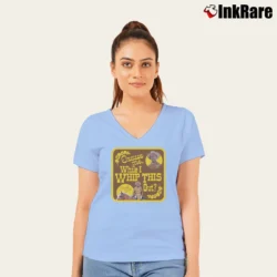 Women’s Blazing Saddles Sheriff Bart Whip This Out V-Neck Tee in light blue | Chic Neckline, Soft Texture