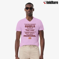 Men’s Blazing Saddles You Know Morons V-Neck Tee in light pink | Sharp, Breathable, Everyday Staple