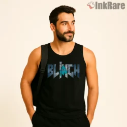 Blinch Heavy Metal Grinch Parody Logo Shirt on black tank top for men graphic tee